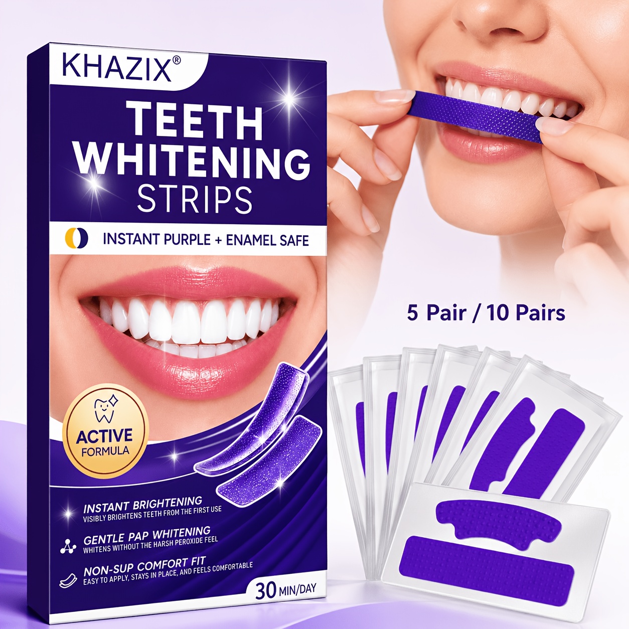 Teeth Whitening Retainer - 5/10 pasang Strip Pemutih Gigi Warna