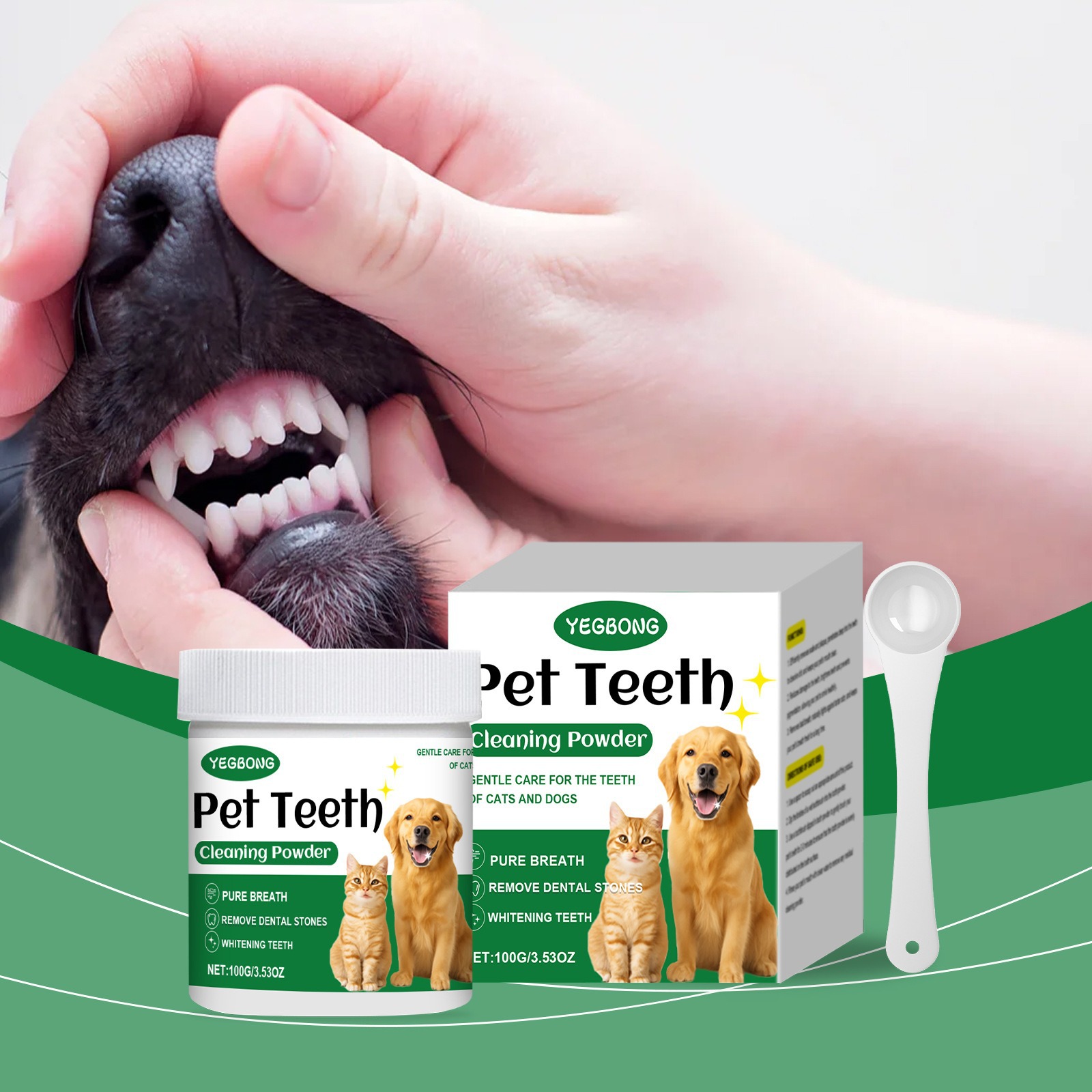 Teeth Whitening Flash - Bubuk Pembersih Gigi Hewan Peliharaan Mengurangi