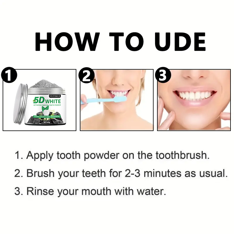 YUlTlKUE 5D Bubuk Gigi Arang A - Teeth Whitening Flash ulasan dan harga